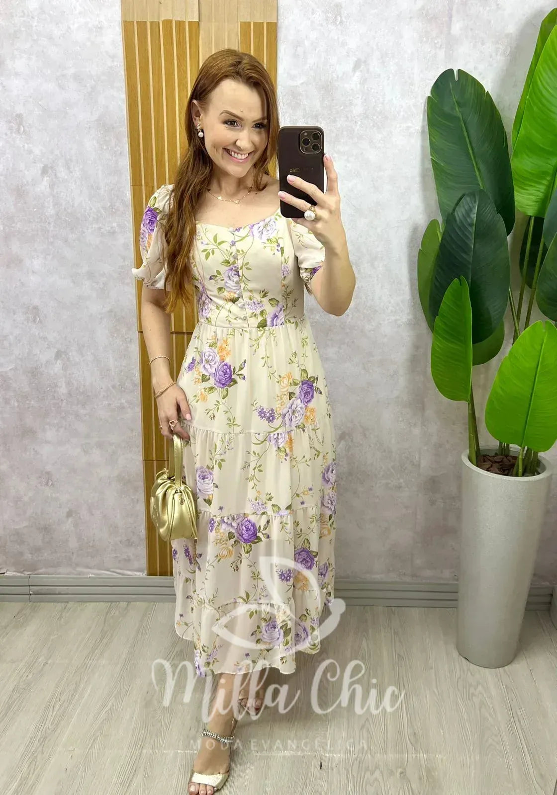 Vestido Valéria Em Chiffon – Creme